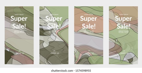 Template with pastel colored  transparent overlapping shapes creating vector mixture of acrylic paint or watercolor effect. Marble texture flat colors simple organic shapes. Nature earth design.