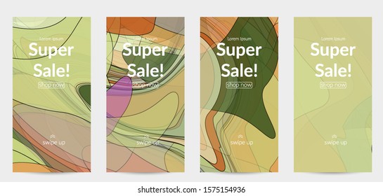 Template with pastel colored  transparent overlapping shapes creating vector mixture of acrylic paint or watercolor effect. Marble texture flat colors simple organic shapes. Nature earth design.