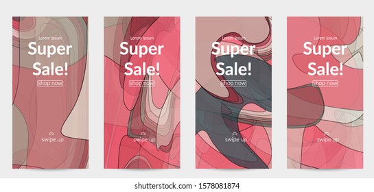 Template with pastel colored  transparent overlapping shapes creating vector mixture of acrylic paint or watercolor effect. Marble texture flat colors simple organic shapes. Nature earth design.