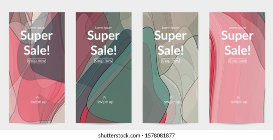 Template with pastel colored  transparent overlapping shapes creating vector mixture of acrylic paint or watercolor effect. Marble texture flat colors simple organic shapes. Nature earth design.