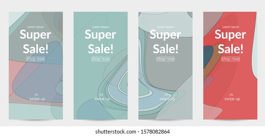 Template with pastel colored  transparent overlapping shapes creating vector mixture of acrylic paint or watercolor effect. Marble texture flat colors simple organic shapes. Nature earth design.