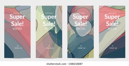 Template with pastel colored  transparent overlapping shapes creating vector mixture of acrylic paint or watercolor effect. Marble texture flat colors simple organic shapes. Nature earth design.