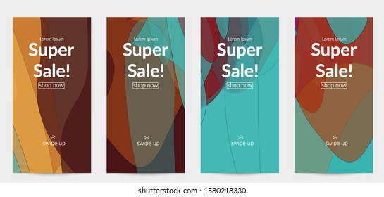 Template with pastel colored  transparent overlapping shapes creating vector mixture of acrylic paint or watercolor effect. Marble texture flat colors simple organic shapes. Nature earth design.