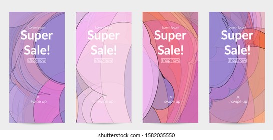 Template with pastel colored  transparent overlapping shapes creating vector mixture of acrylic paint or watercolor effect. Marble texture flat colors simple organic shapes. Nature earth design.