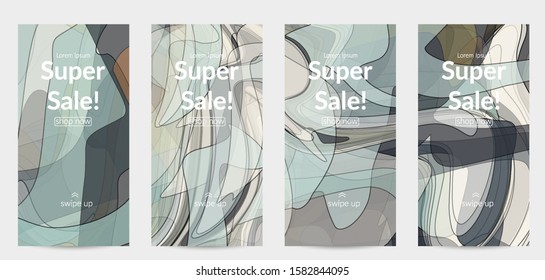 Template with pastel colored  transparent overlapping shapes creating vector mixture of acrylic paint or watercolor effect. Marble texture flat colors simple organic shapes. Nature earth design.