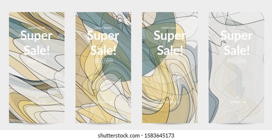 Template with pastel colored  transparent overlapping shapes creating vector mixture of acrylic paint or watercolor effect. Marble texture flat colors simple organic shapes. Nature earth design.