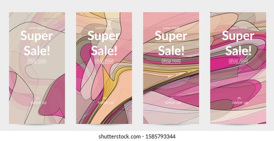 Template with pastel colored  transparent overlapping shapes creating vector mixture of acrylic paint or watercolor effect. Marble texture flat colors simple organic shapes. Nature earth design.