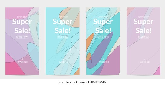 Template with pastel colored  transparent overlapping shapes creating vector mixture of acrylic paint or watercolor effect. Marble texture flat colors simple organic shapes. Nature earth design.