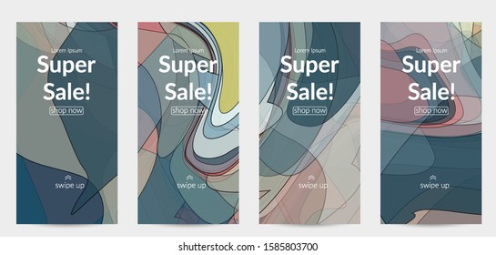 Template with pastel colored  transparent overlapping shapes creating vector mixture of acrylic paint or watercolor effect. Marble texture flat colors simple organic shapes. Nature earth design.