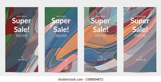 Template with pastel colored  transparent overlapping shapes creating vector mixture of acrylic paint or watercolor effect. Marble texture flat colors simple organic shapes. Nature earth design.