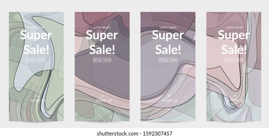 Template with pastel colored  transparent overlapping shapes creating vector mixture of acrylic paint or watercolor effect. Marble texture flat colors simple organic shapes. Nature earth design.