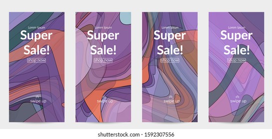 Template with pastel colored  transparent overlapping shapes creating vector mixture of acrylic paint or watercolor effect. Marble texture flat colors simple organic shapes. Nature earth design.