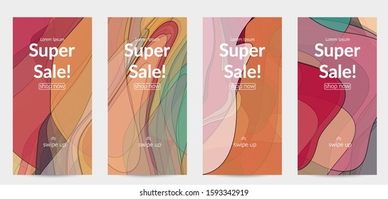 Template with pastel colored  transparent overlapping shapes creating vector mixture of acrylic paint or watercolor effect. Marble texture flat colors simple organic shapes. Nature earth design.