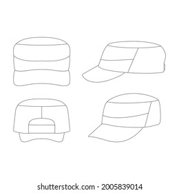 Template patrol cap vector illustration flat sketch design outline headwear