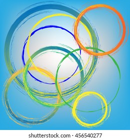 Template, pattern, circles of colors of Brazilian flag.