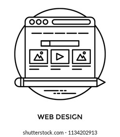 A template with pencil showing web design icon