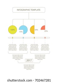 Template of perspective movement of the company or project. Infographics of the annual work plan. Stages of the program development. Vector EPS 10