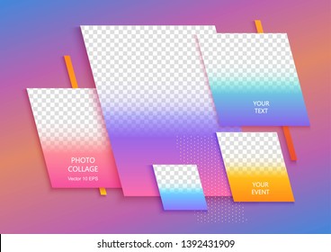 Template For Photo Collage Or Infographic In Modern Style. Frames For Clipping Masks Are In The Vector File. Template For A Photo Album