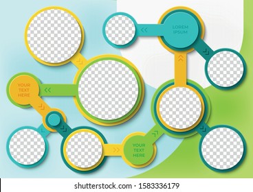 Template For Photo Collage Or Infographic In Modern Style. Frames For Clipping Masks Are In The Vector File. Template For A Photo Album With Circle Shapes Frames