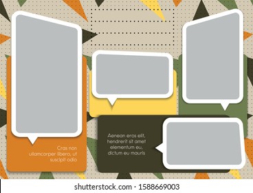 Template For Photo Collage Or Infographic In Modern Style. Frames For Clipping Masks Are In The Vector File. Template For A Photo Album With Asymmetric Frames