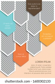 Template for photo collage or infographic in modern style. Frames for clipping masks are in the vector file. Template for a photo album with geometric frames