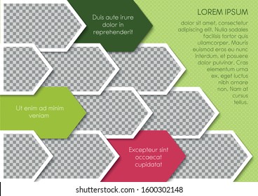 Template For Photo Collage Or Infographic In Modern Style. Frames For Clipping Masks Are In The Vector File. Template For A Photo Album With Geometric Frames