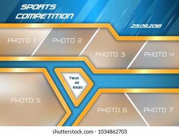 Template for photo collage in modern style. Frames for clipping masks is in the vector file. Template for a photo album in sports style	

