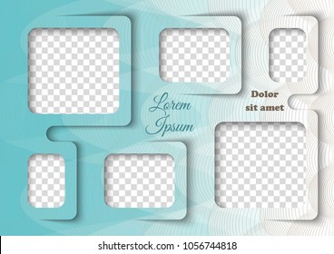 Template for photo collage in modern style. Family photo album. Frames for clipping masks is in the vector file