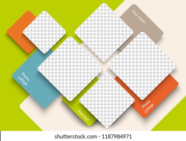 Template for photo collage in modern style. Frames for clipping masks is in the vector file. Template for a photo album with square shapes frames
 - Shutterstock ID 1187984971