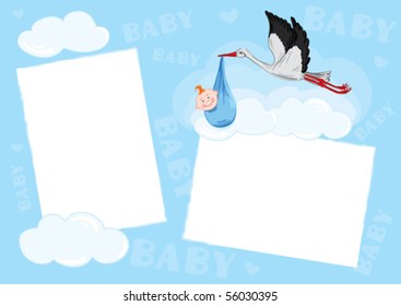 Template - photo frame for baby (boy)