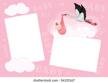 Template - photo frame for baby (girl)