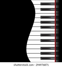 Template with piano keyboard on black background. Vector illustration