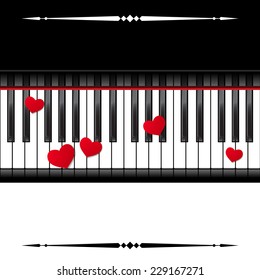 Template with piano keyboard on white and black background. Vector illustration.