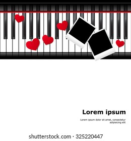 Template with piano keyboard on white and white background. Vector illustration.