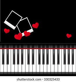 Template with piano keyboard on white and black background. Vector illustration.
