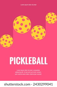 Template Pickleball sports poster design. Modern minimalistic style. Suitable for sport team, club, community. Perfect for banner, cover or postcard    