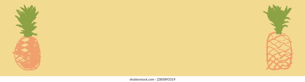 Template pineapple banner with empty space for text. Pineapple illustration in vector. Hand drawn exotic fruit for vegan banner background, juice or jam label design. Healthy food idea.