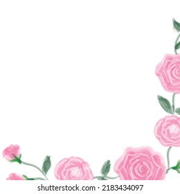Template  pink rose on a white background