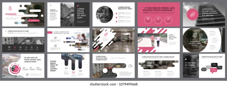 Template of pink, white and black slides for presentation and reports. Business and marketing concept can be used for infographic design, corporate layout, advertising banner