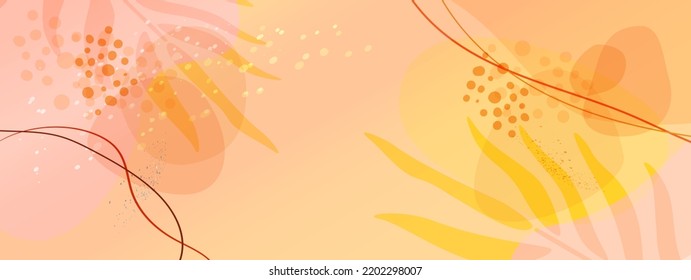 Template with pink-orange background and space for text in the center. Modern invitation card in naive style. Use of vector illustration as banners, invitations, sales, discounts, promotions, etc.