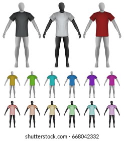 Template of plain t-shirt on mannequin torso