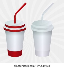 template plastic cup with a straw