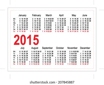 Template pocket calendar 2015. Illustration in vector format