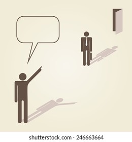 Template with Pointing hands and Get out. Vector Illustration