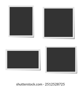 Coleção de molduras da foto polaroid do modelo isolada no fundo branco. Vetor