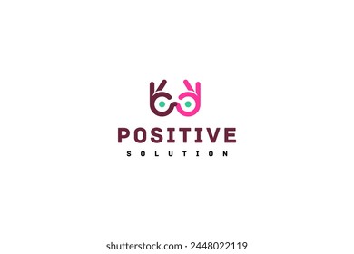 Template positive logo design solution with eyes and sign OK