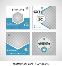 Template post for social media ad, furniture sale template post