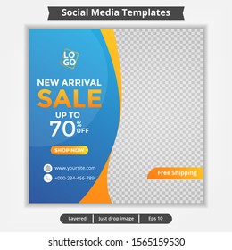 Template post for social media ad, design for fashion sale