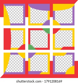 Template post square social media feed, with juicy fruits color