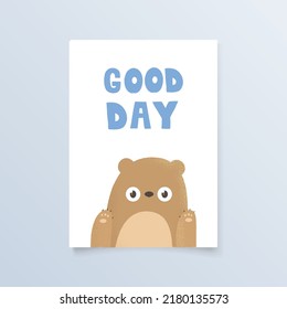 postal de plantilla con oso y letras para imprimir, diseñar, afiche